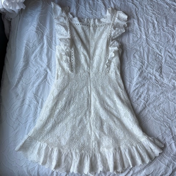 Selfie Leslie White Lace Ruffle Mini Dress Belt Loops - Picture 12 of 16
